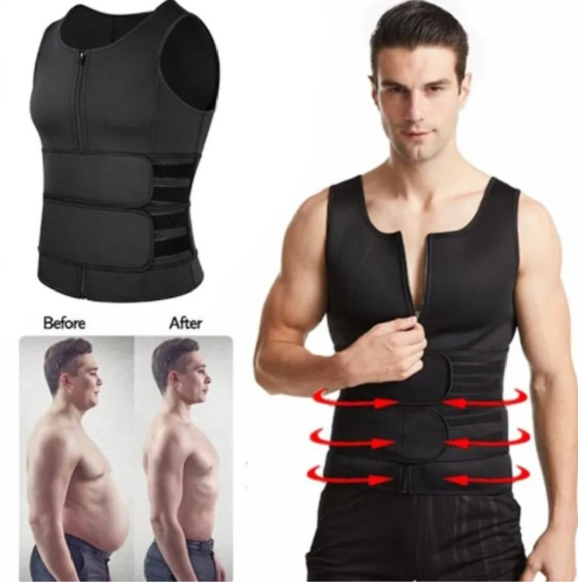 Men Body Shaper Fitness Neoprene Sauna Vest Waist Trainer Double Belt Sweat Shirt Corset Top Abdomen Slimming Shapewear Fat Burn Jacket Hot Shapers